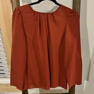 SHEIN Solid Plicated Detail Puff Sleeve Blouse